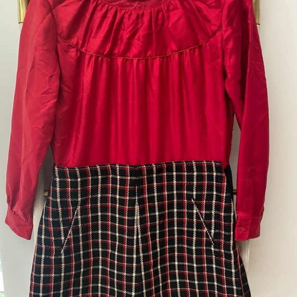 Moschino Italy Red Long Sleeves Festive Virgin Wool Silk Mini Dress Italy Sz 10 - Picture 2 of 13